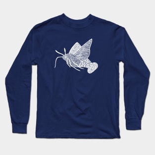 Hummingbird Hawk-Moth - cool and fun moth design - on blue Long Sleeve T-Shirt